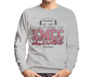 East Mississippi Community College Dark Distressed Lions Men's Sweatshirt - Heather Grey