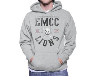 East Mississippi Community College Lions Skull Logo Men's Hooded Sweatshirt - Heather Grey