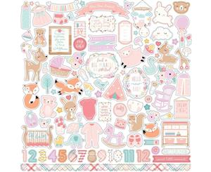 Echo Park Hello Baby Girl Cardstock Stickers 12 inch X12 inch Elements