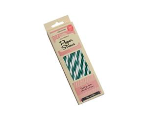 Eddingtons 30 Pack Paper Straws Green Stripe