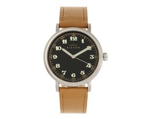 Elevon Felix Leather-Band Watch - Silver/Camel