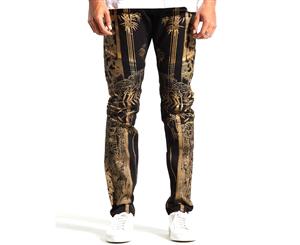 Embellish Phoenix Denim Jeans Black Gold - Black