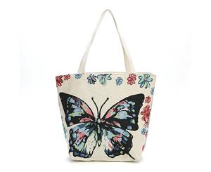 Embroidered butterfly Canvas Shopping Bag