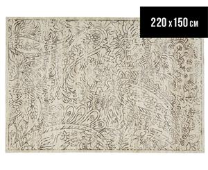 Emerald City 220x150cm Lotus Digital Print Soft Acrylic Rug - Ivory