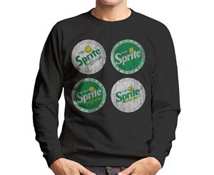 Enjoy Sprite Distressed Bottlecaps Men's Sweatshirt - Black