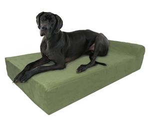 Extra Large Memory Foam Orthopedic Dog Bed with Pillowtop Bolster 132X86X18CM - Big Paws - Olive Green