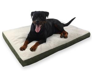 Extra Large Orthopedic Shredded Memory Foam Dog Bed - Olive Green/White - Water Resistant Inner Liner