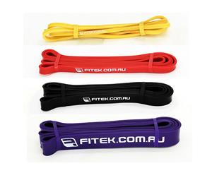 FITEK 41inch Powerband Resistance Package - Pack of 4 Bands Yellow Red Black & Purple