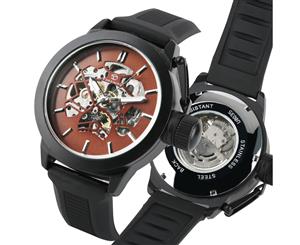 FORSINING Sport Automatic Mechanical Watches Silicone Band Watch for Men-Black