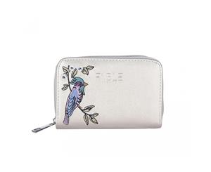 Fable Womens/Ladies Bird Embroidered Small Purse (Silver) - JW104