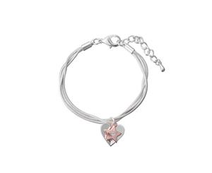 Fable Womens/Ladies Two Tone Heart And Star Charm Bracelet (Silver/Rose Gold) - JW990