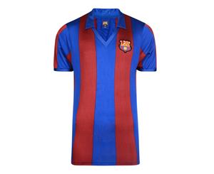 Fc Barcelona Mens Official Football 1982 Retro Short Sleeve Shirt (Blue/Claret) - SG10676