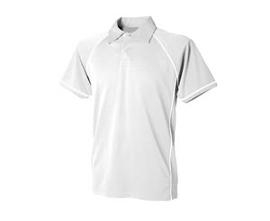 Finden & Hales Mens Piped Performance Sports Polo Shirt (White/White) - RW427