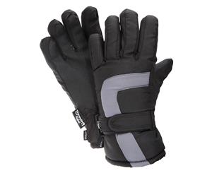 Floso Childrens/Kids Padded Water Resistant Thinsulate Thermal Winter/Ski Gloves (3M 40G) (Black/Grey) - GL172