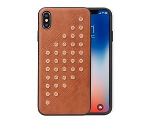 For iPhone XS MAX CoverModish Light Leather Back Shell Phone CaseBrown