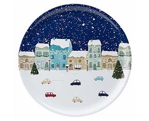 Foxwood Home Winter Scene Round Tray