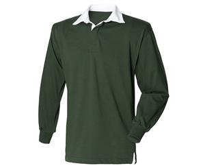 Front Row Kids Unisex Long Sleeve Plain Rugby Sports Polo Shirt (Bottle) - RW481