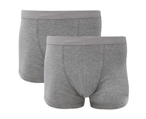 Fruit Of The Loom Mens Classic Shorty Cotton Rich Boxer Shorts (Pack Of 2) (Light Grey Marl) - RW3155