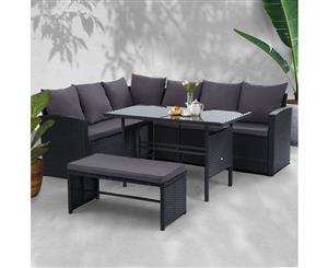 Gardeon Outdoor Dining Set Sofa Set Outdoor Furniture Dining Setting Bench Wicker 8 Seater Black