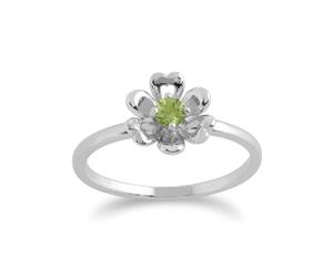 Gemondo 925 Sterling Silver 0.13ct Peridot Floral Ring