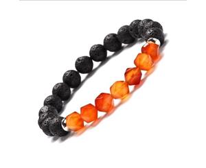 Geometric Gemstone and Lava Healing Aromatherapy Essential Oil Diffuser Bracelets - Gift Idea - Carnelian