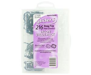 Gliders Snag Free Hair Elastic 216pc Value pk - Black & Clear