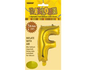 Gold F Alphabet Foil Balloon 35cm