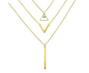 Gold Plated Geometric Layer Necklace