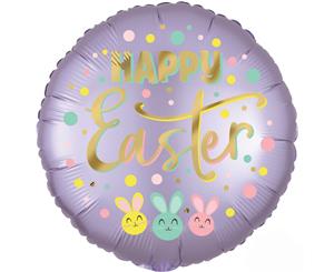 Happy Easter Satin Infused Bunny Trio 45cm Round Balloon
