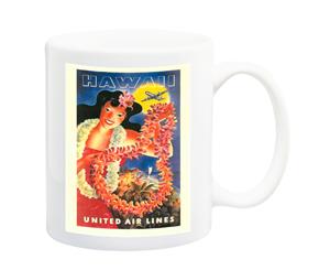 Hawaii United Airlines Travel Poster Mug - 11 Fluid Oz