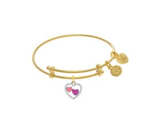 Heart Charm And Enamel Adjustable Bangle Girls Bracelet - White