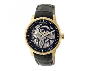 Heritor Automatic Ryder Skeleton Leather-Band Watch - Black/Gold/Black