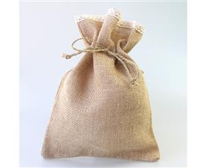 Hessian Gift Bags Pouch w Lace Wedding Party Favours Christmas S M L / Bottle [Design 2x M]