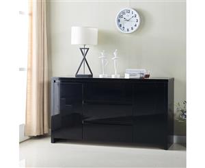 High Gloss Piano Finish Black Buffet Sideboard with 3 Drawers