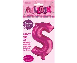 Hot Pink S Alphabet Foil Balloon 35cm