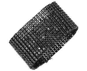 Iced Out Bling Hip Hop Bracelet - RAPPER 12 ROW black - Black