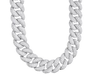 Iced Out Bling Zirconia Chain - Miami 2.0 Cuban 18mm - Silver