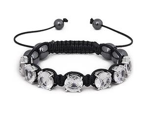 Iced Out Unisex Bracelet - PRONG Beads clear - Black