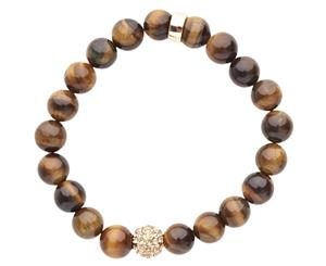 Iced Out Unisex Wooden CZ Bead Bracelet - 10mm brown - Brown