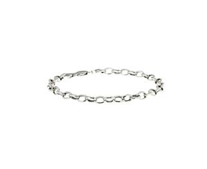 Italian sterling silver hollow oval belcher charm bracelet 20cm