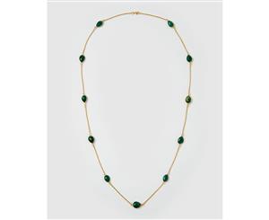 Izoa Harmonia Necklace Gold Green Onyx