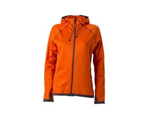 James And Nicholson Womens/Ladies Hooded Fleece (Dark Orange/Carbon) - FU680