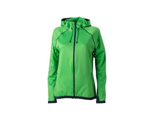 James And Nicholson Womens/Ladies Hooded Fleece (Green/Navy) - FU680