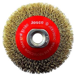 Josco 100mm Multi-Thread Tyre Cord Crimped Wire Bevel Brush