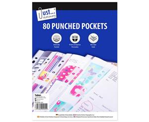 Just Stationery A4 Clear Plastic Punched Pockets (Pack Of 80) (White) - SG11060