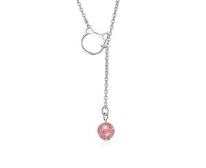 Kitty Candy Necklace-White Gold/Pink