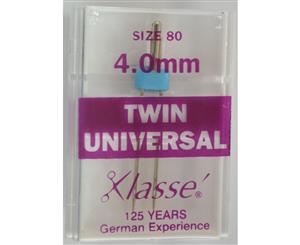 Klasse Sewing Machine Needles TWIN UNIVERSAL 4.0 80/12 Pack of 1 Needle