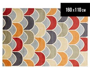 Koi 160x110cm Acrylic Rug - Grey/Orange/Blood Red/Charcoal