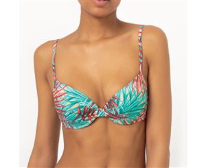 La Redoute Collections Womens Printed Demi-Cup Bikini Top - Leaf Print