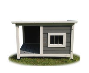 Large Pet Dog Kennel Timber House Cabin Wood Log Box With Awning 120X85Cm